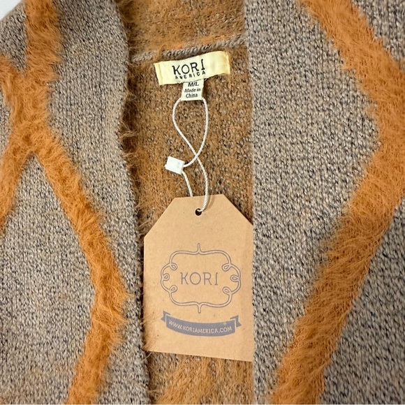 Kori America NWT Diamond Open Front Plush Cardigan Sweater Women’s M/L Coatigan - Picture 8 of 10